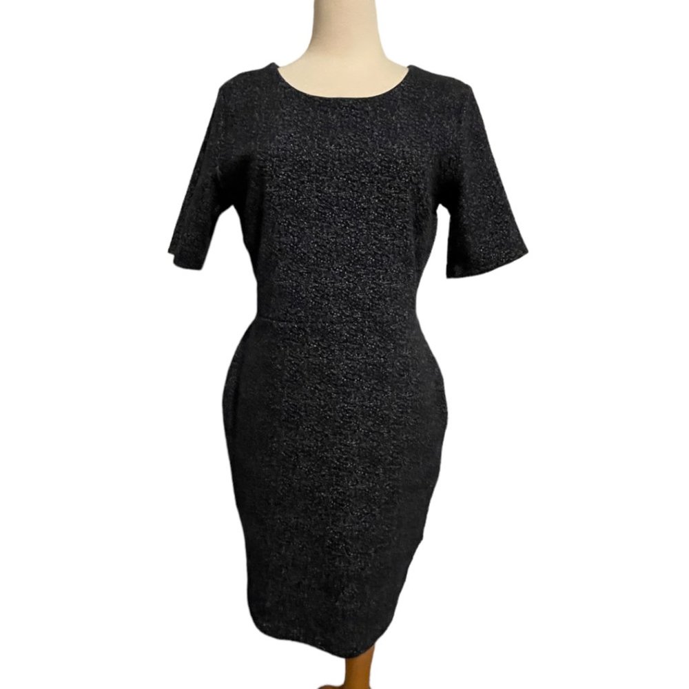 Simply Styled Womens Sheath Short Sleeve Dress MP Blue White Office Business